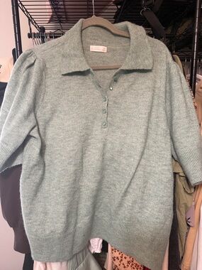 LC Lauren Conrad Mint Green Short Sleeve Polo Sweater